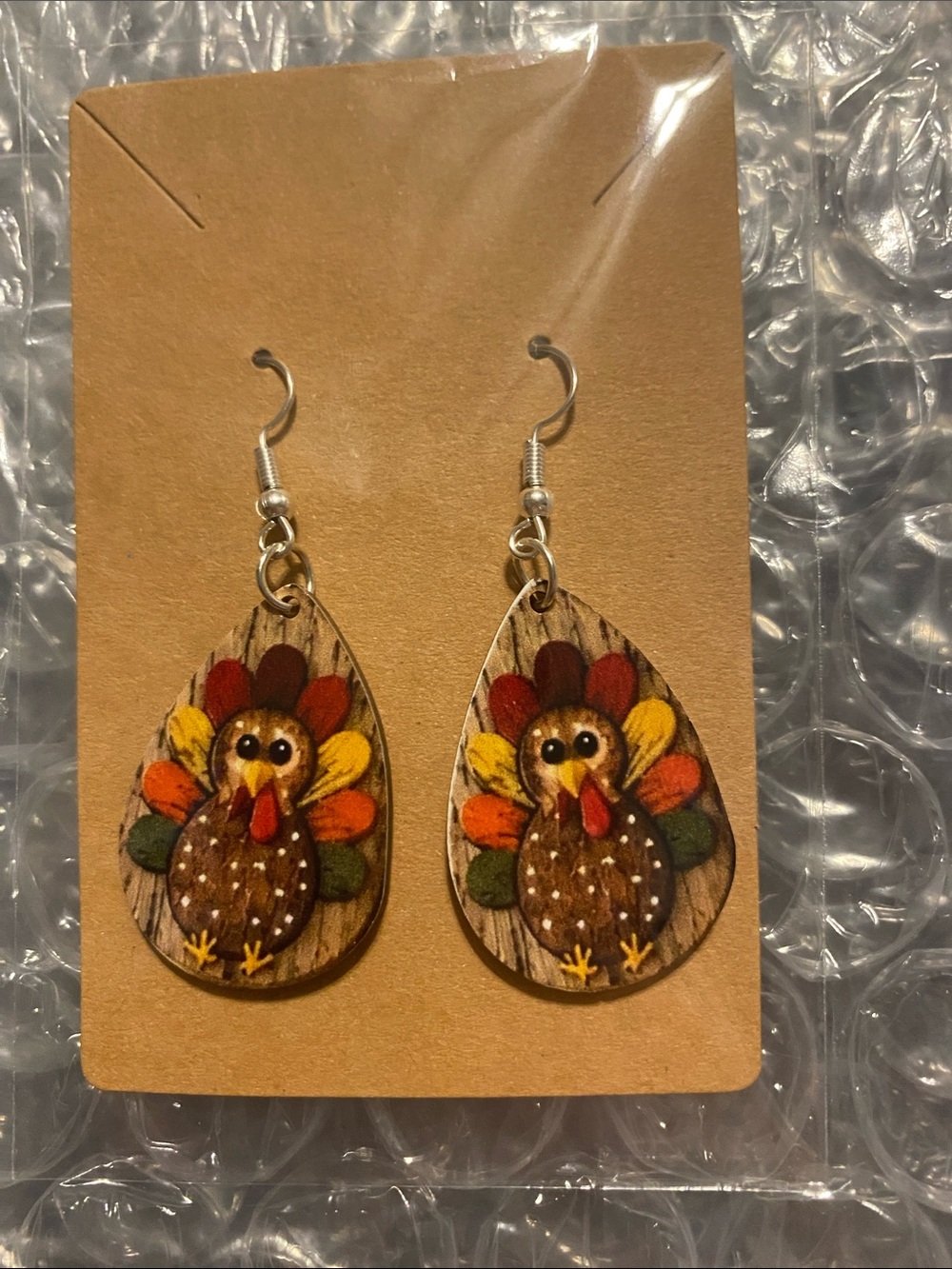 Women’s Autumn Turkey Teardrop Earrings - Multicolor